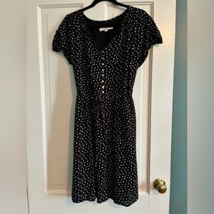 Loft Black Floral Dress L